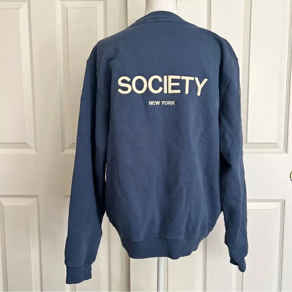 Madhappy Rare Cotton Embroidered Society New York Sweatshirt Large Navy NEW